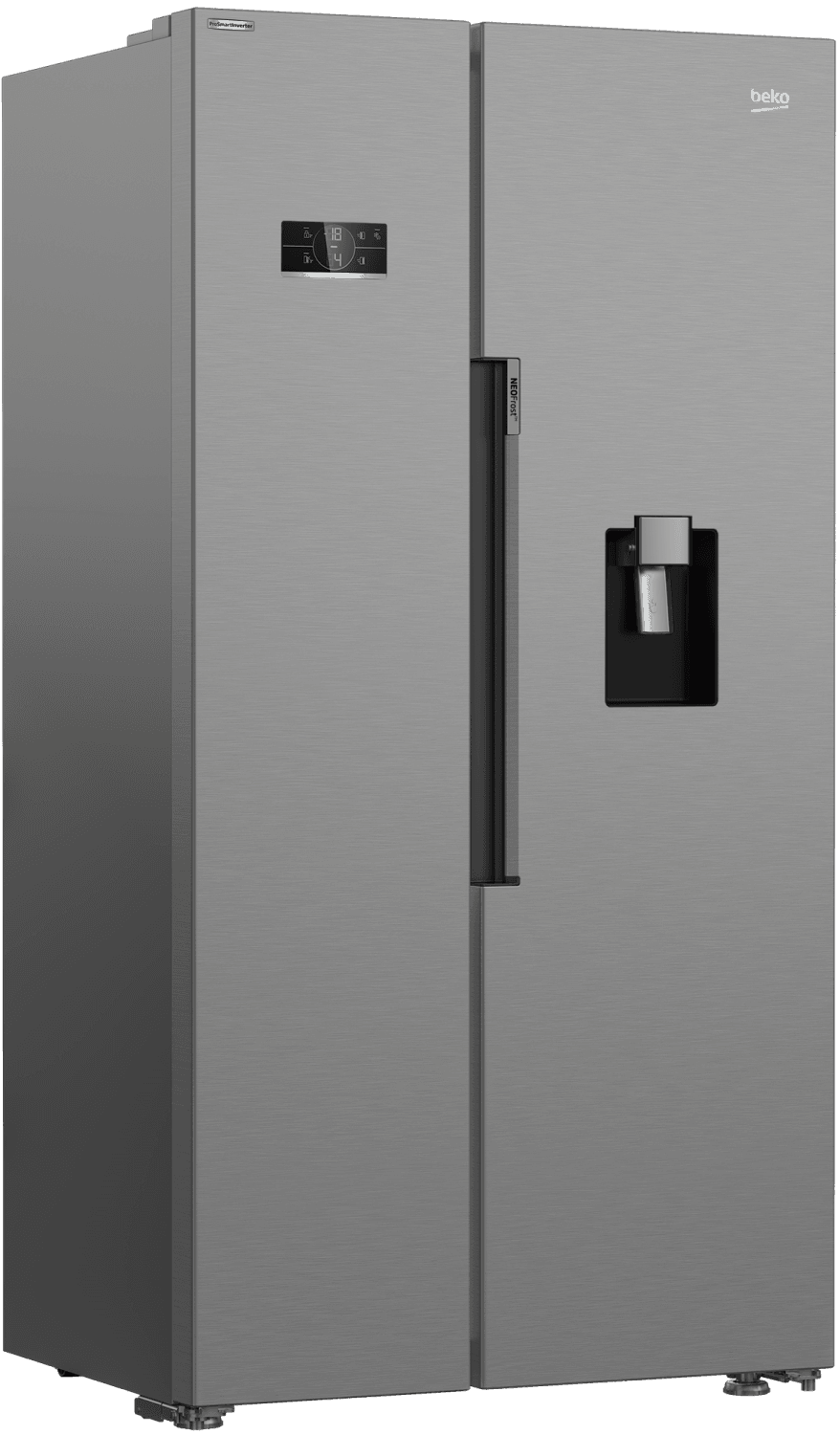 Réfrigérateur américain Beko GN163241DXBN – 576 L, NeoFrost, distributeur d’eau, Métal brossé